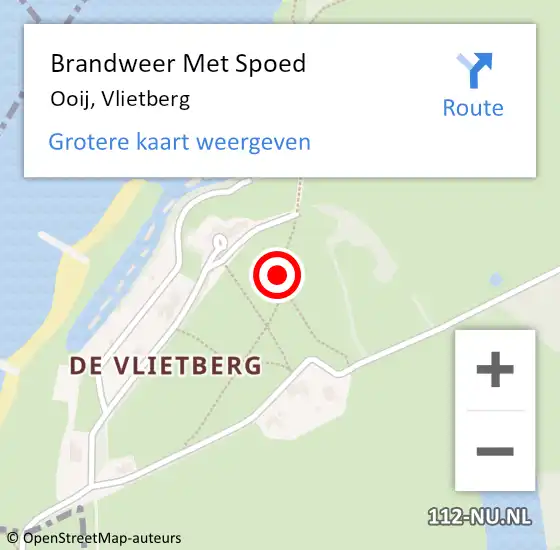 Locatie op kaart van de 112 melding: Brandweer Met Spoed Naar Ooij, Vlietberg op 22 juni 2021 03:48