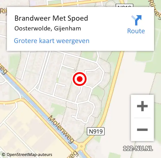 Locatie op kaart van de 112 melding: Brandweer Met Spoed Naar Oosterwolde, Gijenham op 22 juni 2021 04:12