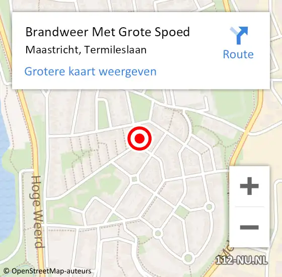 Locatie op kaart van de 112 melding: Brandweer Met Grote Spoed Naar Maastricht, Termileslaan op 22 juni 2021 06:23