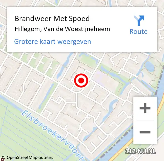 Locatie op kaart van de 112 melding: Brandweer Met Spoed Naar Hillegom, Van de Woestijneheem op 22 juni 2021 07:28