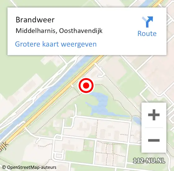 Locatie op kaart van de 112 melding: Brandweer Middelharnis, Oosthavendijk op 22 juni 2021 07:32