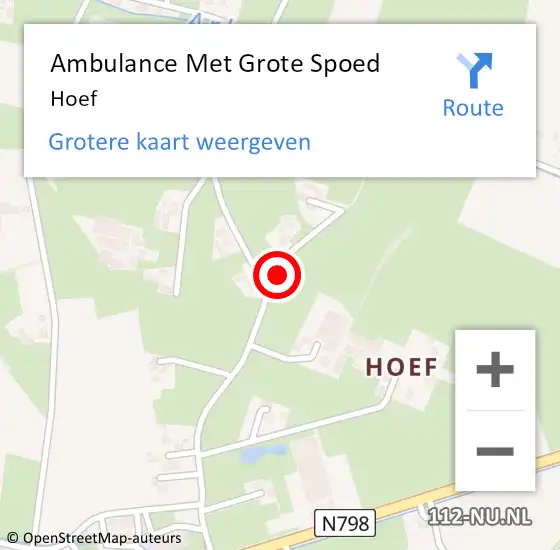 Locatie op kaart van de 112 melding: Ambulance Met Grote Spoed Naar Hoef op 22 juni 2021 08:01