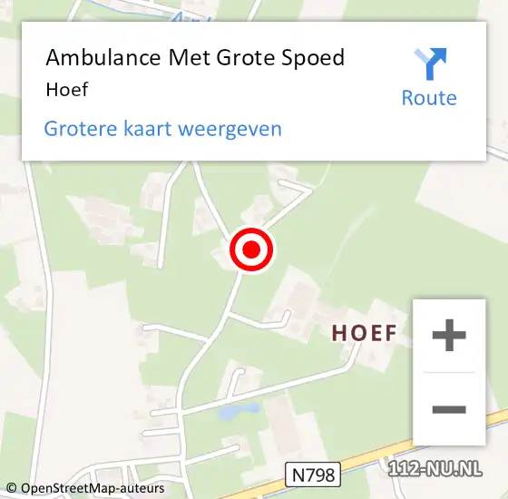 Locatie op kaart van de 112 melding: Ambulance Met Grote Spoed Naar Hoef op 22 juni 2021 08:03