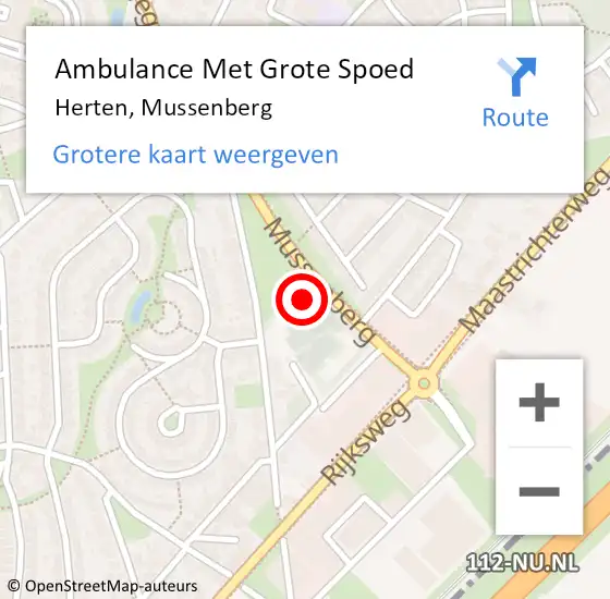 Locatie op kaart van de 112 melding: Ambulance Met Grote Spoed Naar Herten, Mussenberg op 22 juni 2021 08:25