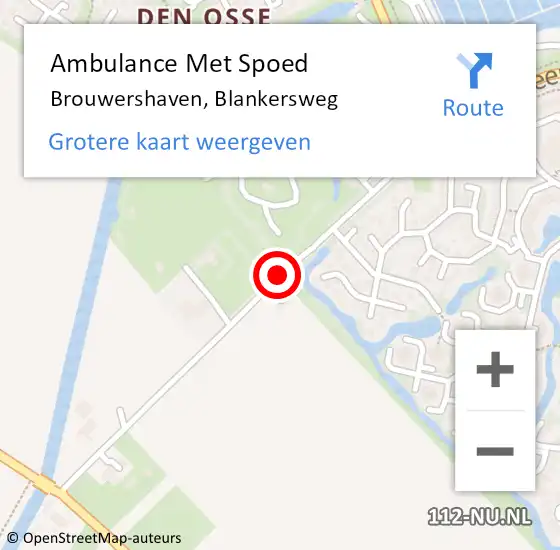 Locatie op kaart van de 112 melding: Ambulance Met Spoed Naar Brouwershaven, Blankersweg op 14 juni 2014 00:52