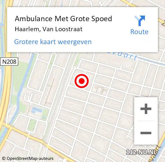 Locatie op kaart van de 112 melding: Ambulance Met Grote Spoed Naar Haarlem, Van Loostraat op 22 juni 2021 08:52