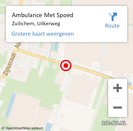 Locatie op kaart van de 112 melding: Ambulance Met Spoed Naar Zuilichem, Uilkerweg op 22 juni 2021 09:07