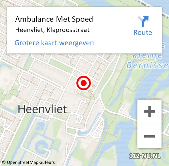 Locatie op kaart van de 112 melding: Ambulance Met Spoed Naar Heenvliet, Klaproosstraat op 22 juni 2021 09:13