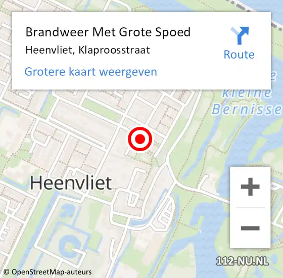 Locatie op kaart van de 112 melding: Brandweer Met Grote Spoed Naar Heenvliet, Klaproosstraat op 22 juni 2021 09:37