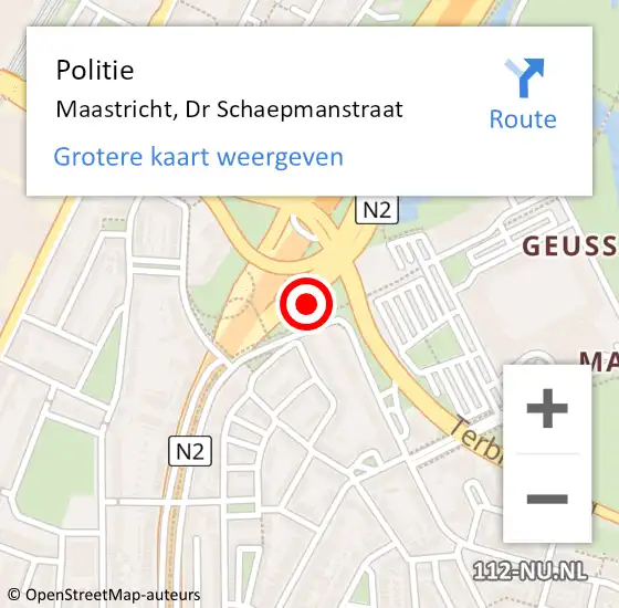 Locatie op kaart van de 112 melding: Politie Maastricht, Dr Schaepmanstraat op 22 juni 2021 09:58