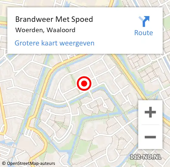 Locatie op kaart van de 112 melding: Brandweer Met Spoed Naar Woerden, Waaloord op 22 juni 2021 10:01