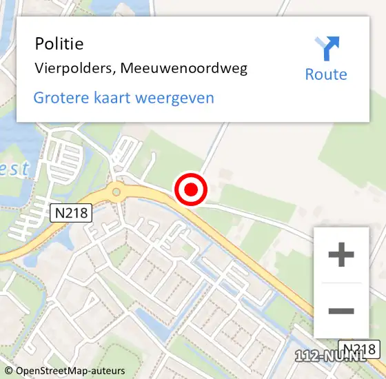 Locatie op kaart van de 112 melding: Politie Vierpolders, Meeuwenoordweg op 22 juni 2021 10:18