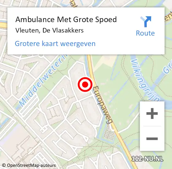 Locatie op kaart van de 112 melding: Ambulance Met Grote Spoed Naar Vleuten, De Vlasakkers op 14 juni 2014 01:05