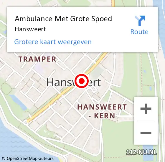 Locatie op kaart van de 112 melding: Ambulance Met Grote Spoed Naar Hansweert op 22 juni 2021 10:34