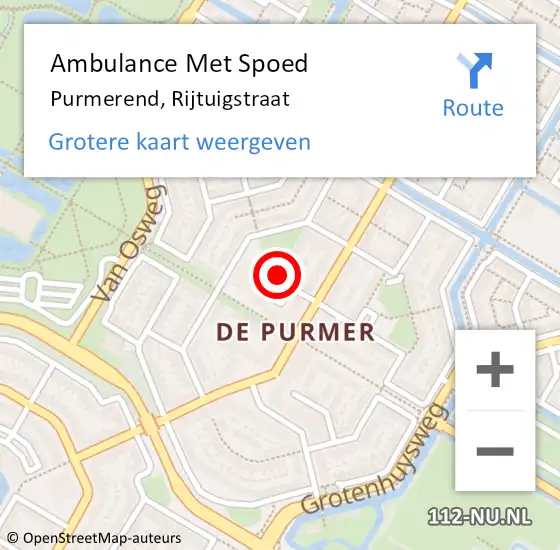 Locatie op kaart van de 112 melding: Ambulance Met Spoed Naar Purmerend, Rijtuigstraat op 22 juni 2021 11:04
