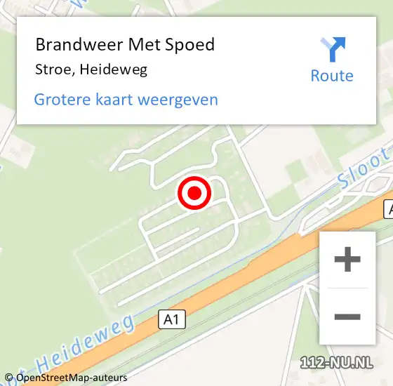 Locatie op kaart van de 112 melding: Brandweer Met Spoed Naar Stroe, Heideweg op 22 juni 2021 11:13