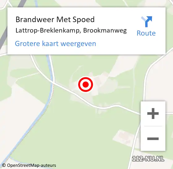 Locatie op kaart van de 112 melding: Brandweer Met Spoed Naar Lattrop-Breklenkamp, Brookmanweg op 14 juni 2014 01:15