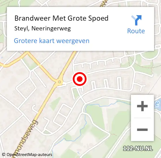 Locatie op kaart van de 112 melding: Brandweer Met Grote Spoed Naar Steyl, Neeringerweg op 22 juni 2021 11:33