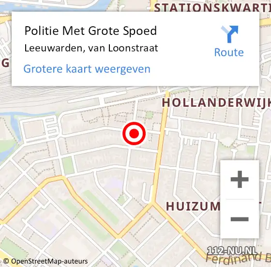 Locatie op kaart van de 112 melding: Politie Met Grote Spoed Naar Leeuwarden, van Loonstraat op 22 juni 2021 11:44