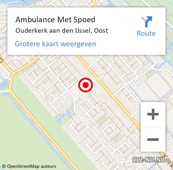 Locatie op kaart van de 112 melding: Ambulance Met Spoed Naar Ouderkerk aan den IJssel op 22 juni 2021 11:57