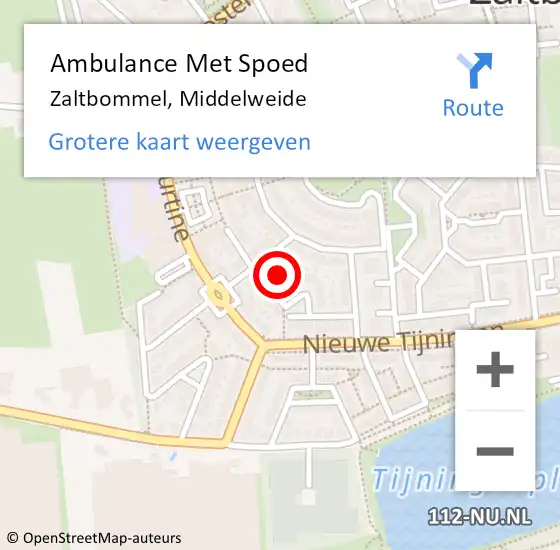 Locatie op kaart van de 112 melding: Ambulance Met Spoed Naar Zaltbommel, Middelweide op 22 juni 2021 12:20