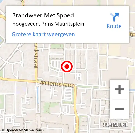 Locatie op kaart van de 112 melding: Brandweer Met Spoed Naar Hoogeveen, Prins Mauritsplein op 22 juni 2021 12:44