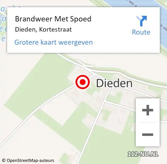 Locatie op kaart van de 112 melding: Brandweer Met Spoed Naar Dieden, Kortestraat op 22 juni 2021 12:45