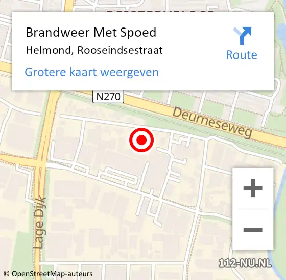 Locatie op kaart van de 112 melding: Brandweer Met Spoed Naar Helmond, Rooseindsestraat op 22 juni 2021 12:46