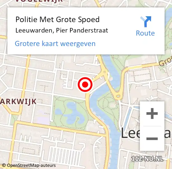 Locatie op kaart van de 112 melding: Politie Met Grote Spoed Naar Leeuwarden, Pier Panderstraat op 22 juni 2021 12:58