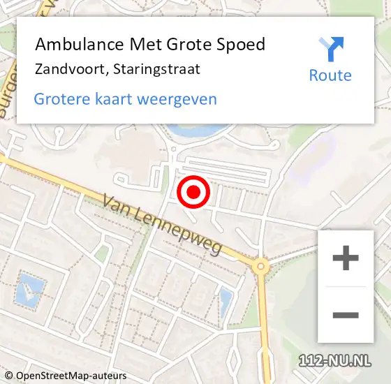 Locatie op kaart van de 112 melding: Ambulance Met Grote Spoed Naar Zandvoort, Staringstraat op 22 juni 2021 13:00