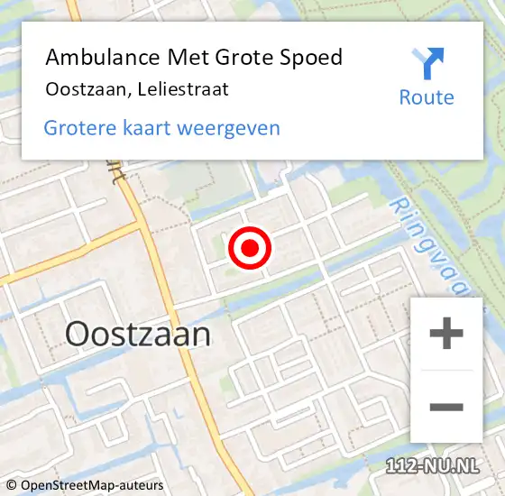 Locatie op kaart van de 112 melding: Ambulance Met Grote Spoed Naar Oostzaan, Leliestraat op 22 juni 2021 13:36