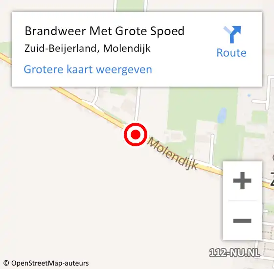 Locatie op kaart van de 112 melding: Brandweer Met Grote Spoed Naar Zuid-Beijerland, Molendijk op 22 juni 2021 13:39