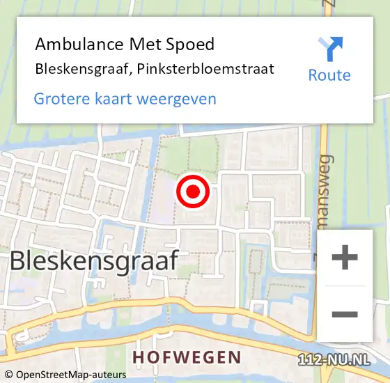 Locatie op kaart van de 112 melding: Ambulance Met Spoed Naar Bleskensgraaf, Pinksterbloemstraat op 22 juni 2021 13:50
