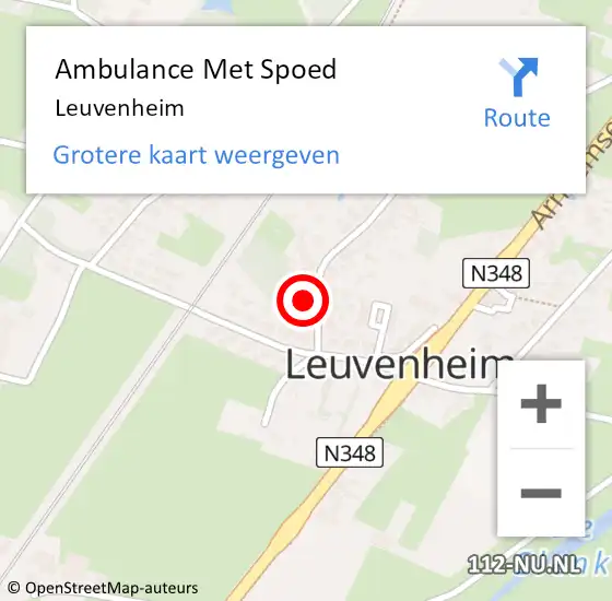 Locatie op kaart van de 112 melding: Ambulance Met Spoed Naar Leuvenheim op 22 juni 2021 13:52