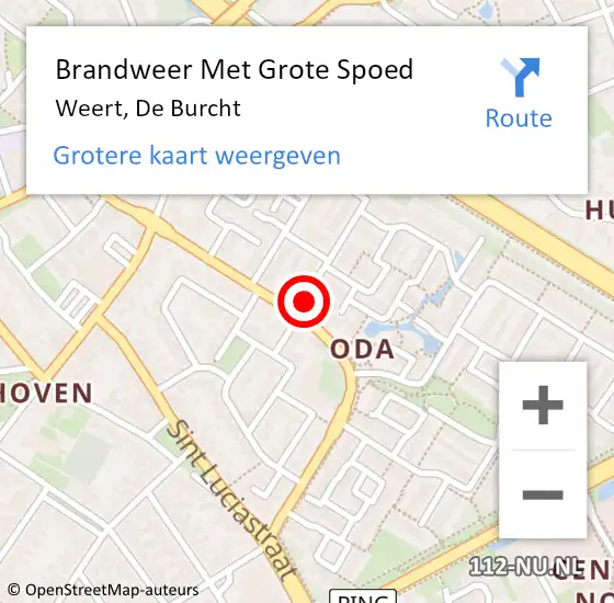 Locatie op kaart van de 112 melding: Brandweer Met Grote Spoed Naar Weert, De Burcht op 22 juni 2021 14:29