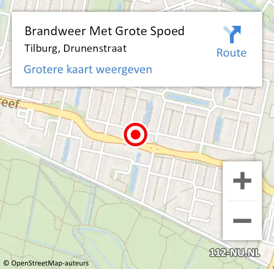 Locatie op kaart van de 112 melding: Brandweer Met Grote Spoed Naar Tilburg, Drunenstraat op 22 juni 2021 14:38