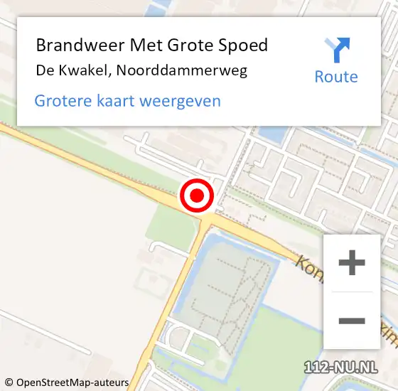 Locatie op kaart van de 112 melding: Brandweer Met Grote Spoed Naar De Kwakel, Noorddammerweg op 22 juni 2021 14:59