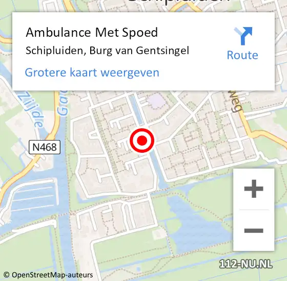 Locatie op kaart van de 112 melding: Ambulance Met Spoed Naar Schipluiden, Burg van Gentsingel op 14 juni 2014 01:44