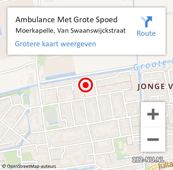 Locatie op kaart van de 112 melding: Ambulance Met Grote Spoed Naar Moerkapelle, Van Swaanswijckstraat op 22 juni 2021 15:11