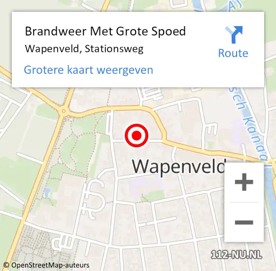 Locatie op kaart van de 112 melding: Brandweer Met Grote Spoed Naar Wapenveld, Stationsweg op 22 juni 2021 15:13