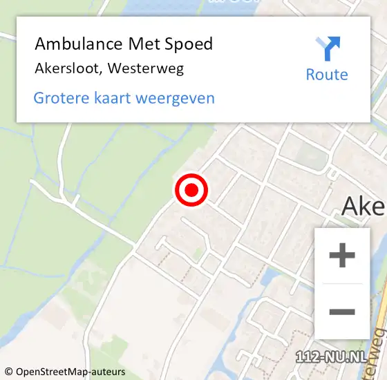 Locatie op kaart van de 112 melding: Ambulance Met Spoed Naar Akersloot, Westerweg op 22 juni 2021 15:15