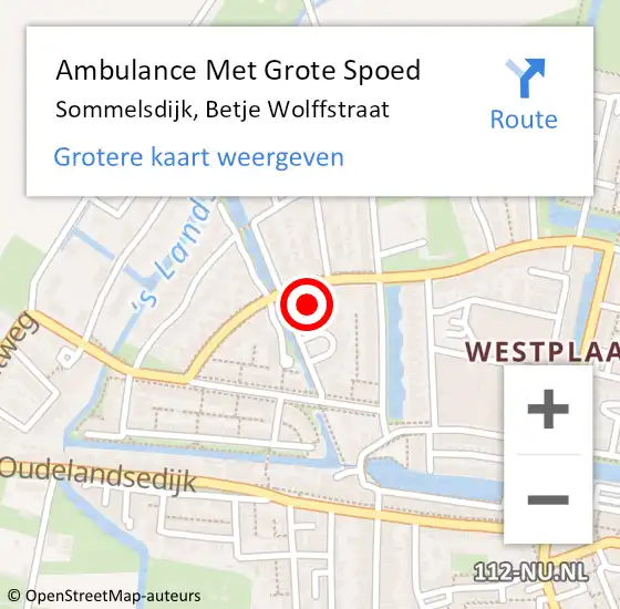 Locatie op kaart van de 112 melding: Ambulance Met Grote Spoed Naar Sommelsdijk, Betje Wolffstraat op 22 juni 2021 15:21