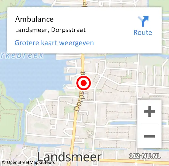 Locatie op kaart van de 112 melding: Ambulance Landsmeer, Dorpsstraat op 22 juni 2021 15:25