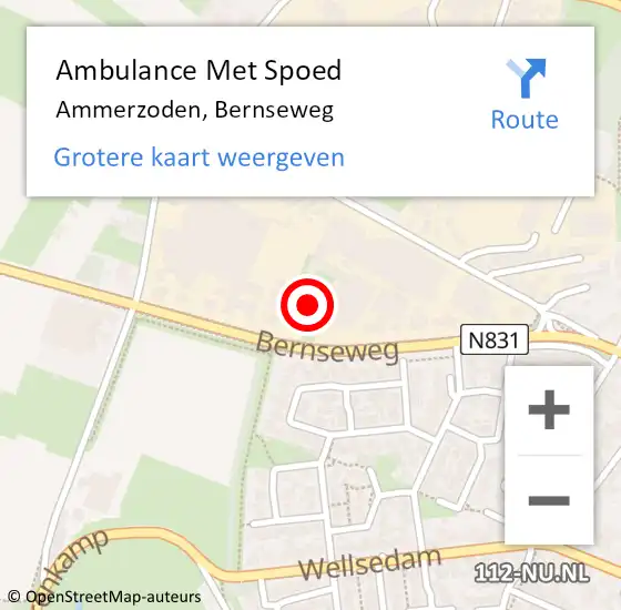 Locatie op kaart van de 112 melding: Ambulance Met Spoed Naar Ammerzoden, Bernseweg op 22 juni 2021 15:36