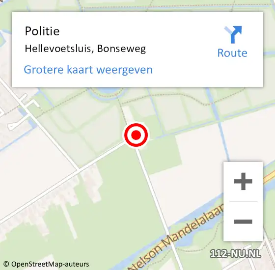 Locatie op kaart van de 112 melding: Politie Hellevoetsluis, Bonseweg op 22 juni 2021 15:37