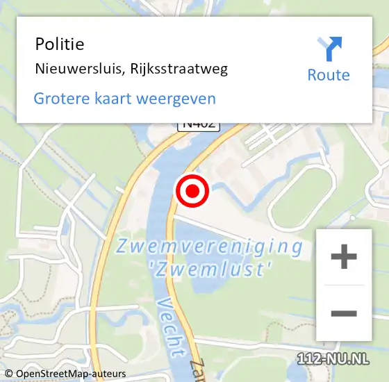 Locatie op kaart van de 112 melding: Politie Nieuwersluis, Rijksstraatweg op 22 juni 2021 15:39