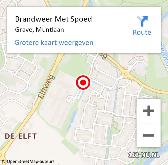 Locatie op kaart van de 112 melding: Brandweer Met Spoed Naar Grave, Muntlaan op 22 juni 2021 15:40