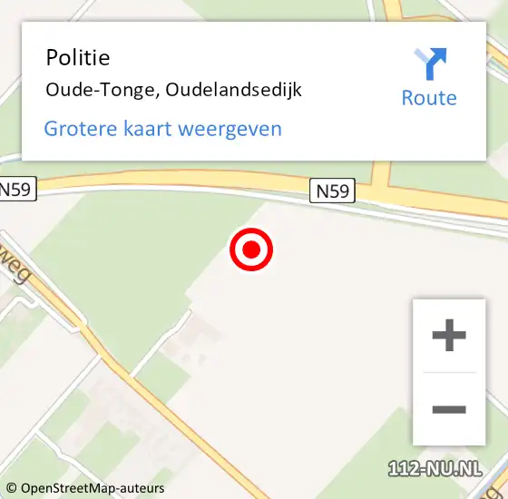 Locatie op kaart van de 112 melding: Politie Oude-Tonge, Oudelandsedijk op 22 juni 2021 15:42