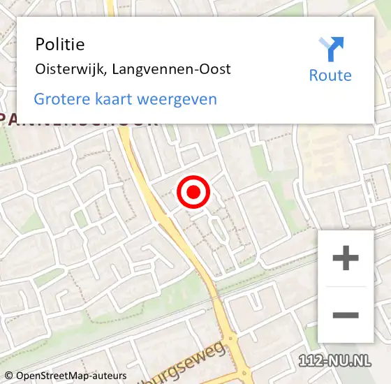 Locatie op kaart van de 112 melding: Politie Oisterwijk, Langvennen-Oost op 22 juni 2021 16:12