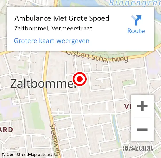 Locatie op kaart van de 112 melding: Ambulance Met Grote Spoed Naar Zaltbommel, Vermeerstraat op 22 juni 2021 16:16